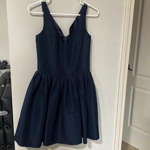 Chloe & Reese designer party dress v neck 50s fit and flare Navy Blue 4